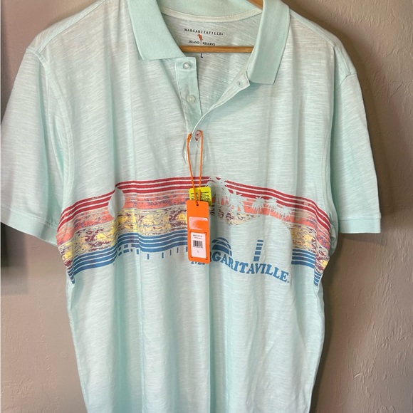 Margaritaville Island Reserve Guitar Scene Polo Shirt Mens L - Picture 2 of 8